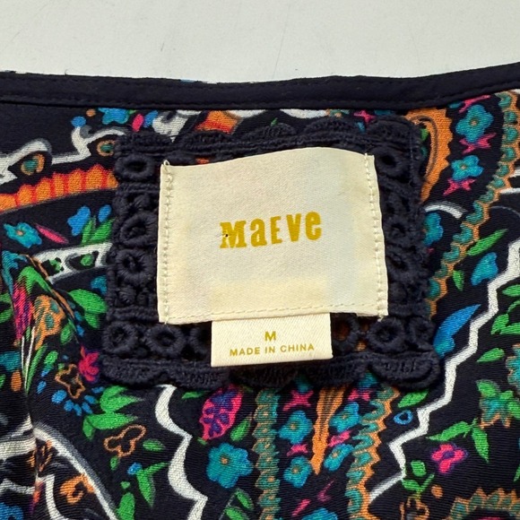 Maeve Anthropologie Boho Paisley Print Long Sleeve Dress Women's Medium - Picture 3 of 7